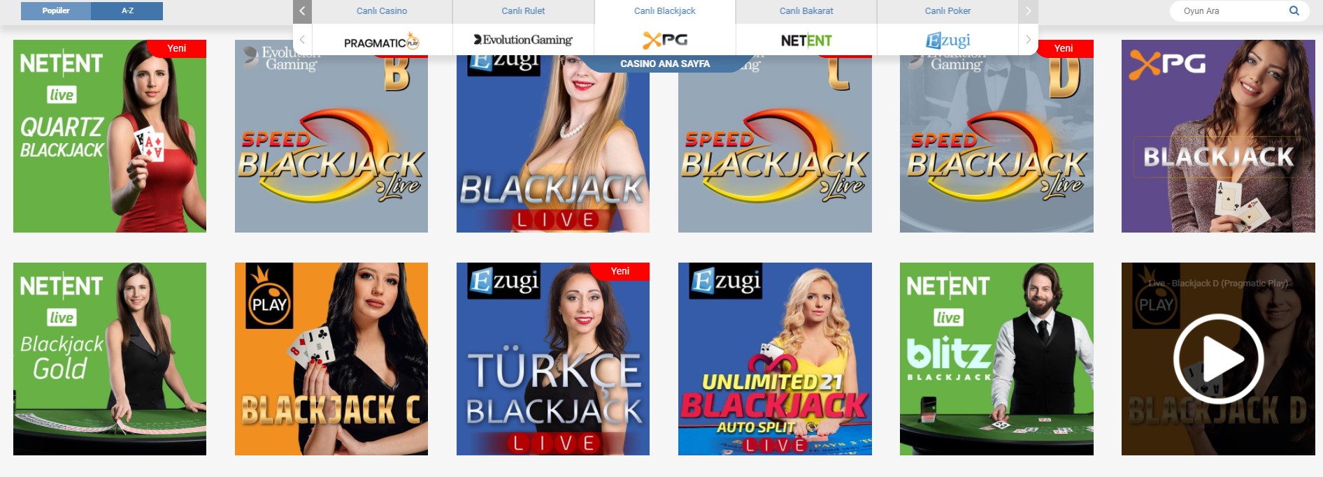 Superbetin Blackjack Oyunları