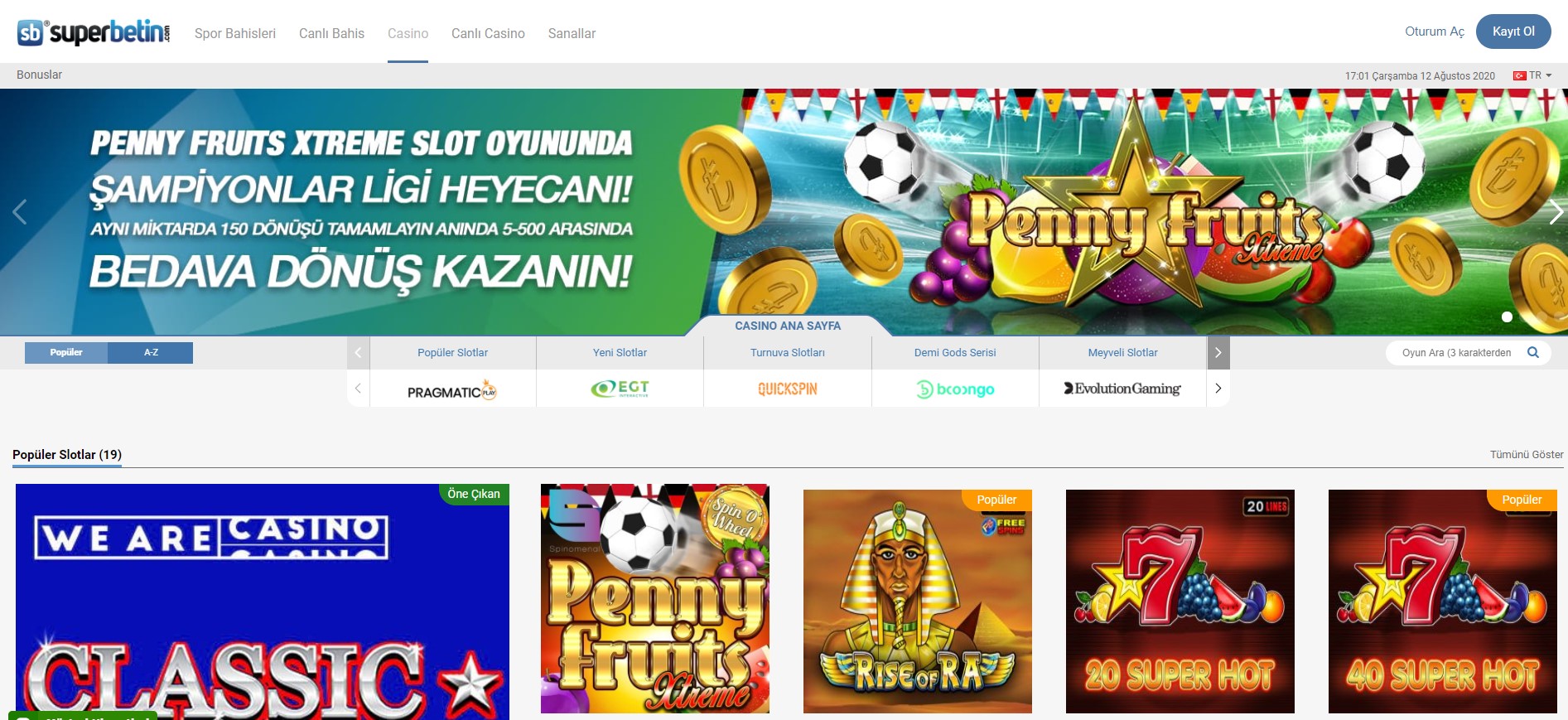 Superbetin Casino Bölümü