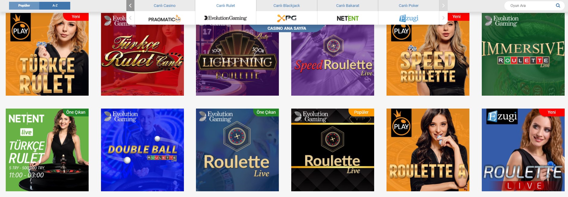 Superbetin Rulet Oyunları